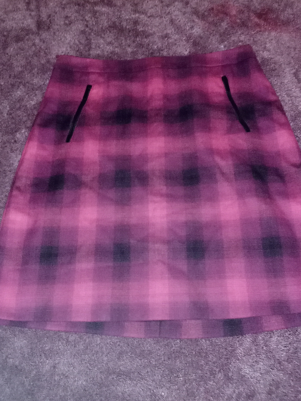 Halogen Pink Plaid Skirt with Black Trim